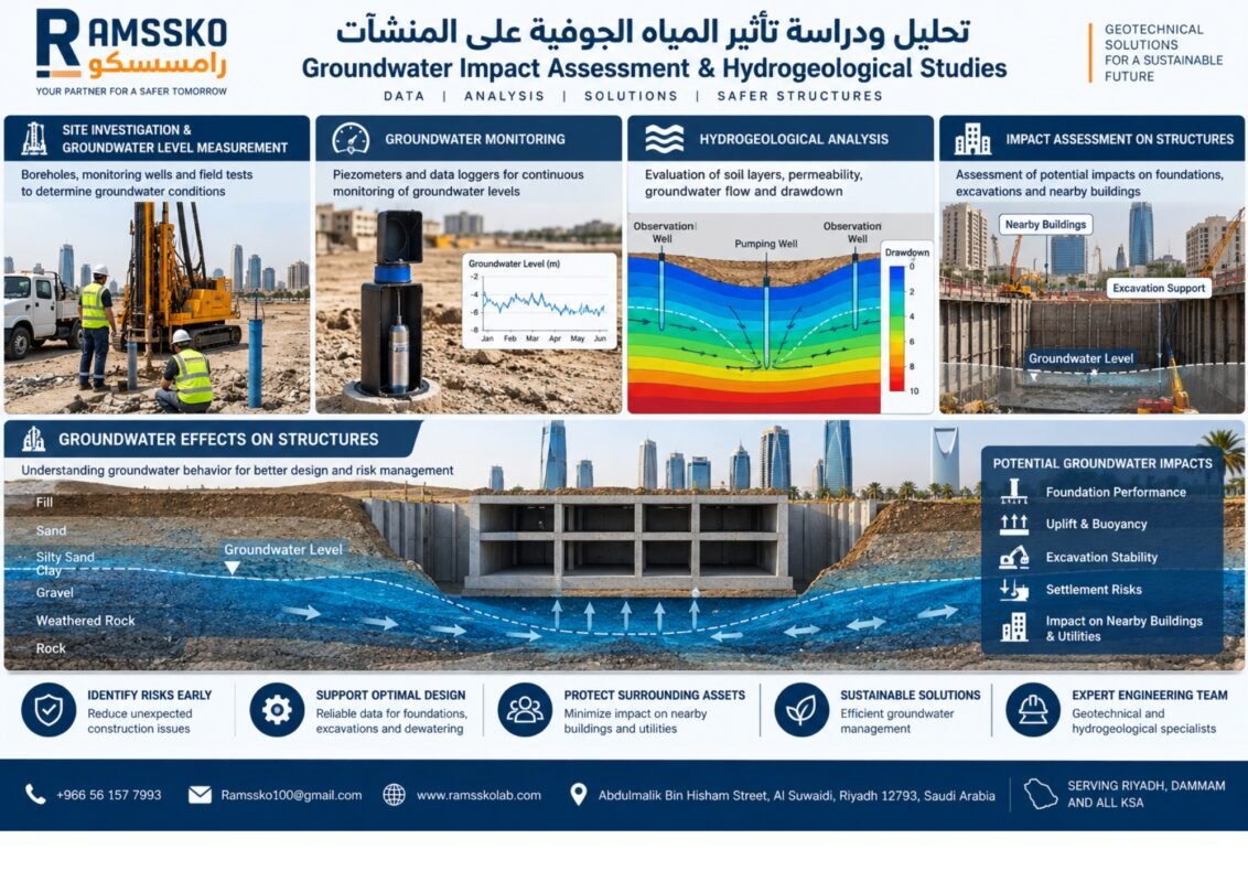 تحليل ودراسة تأثير المياه الجوفية على المنشآت